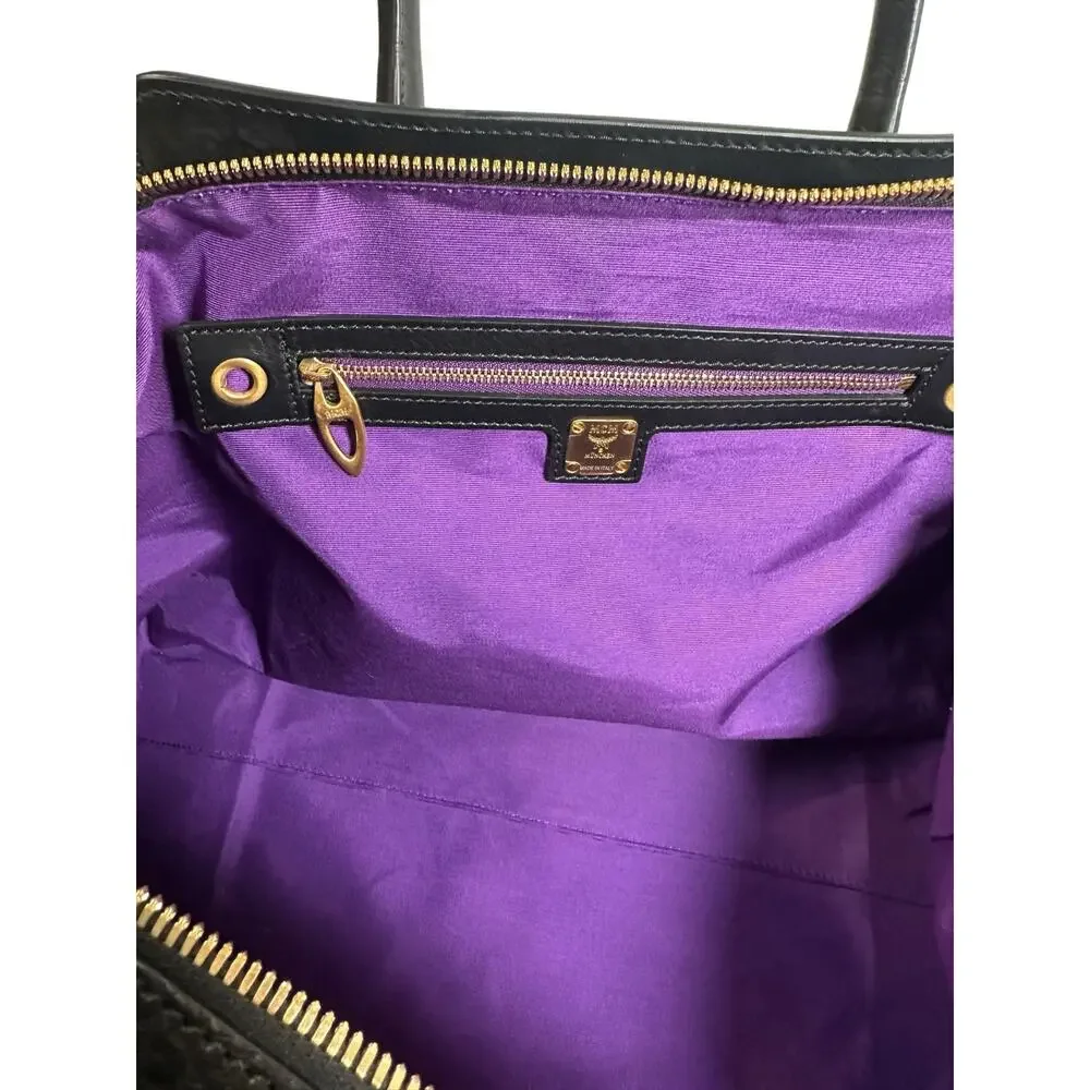 MCM Black Leather & Pony Hair Travel Bag – Made in Italy – Excellent Condition